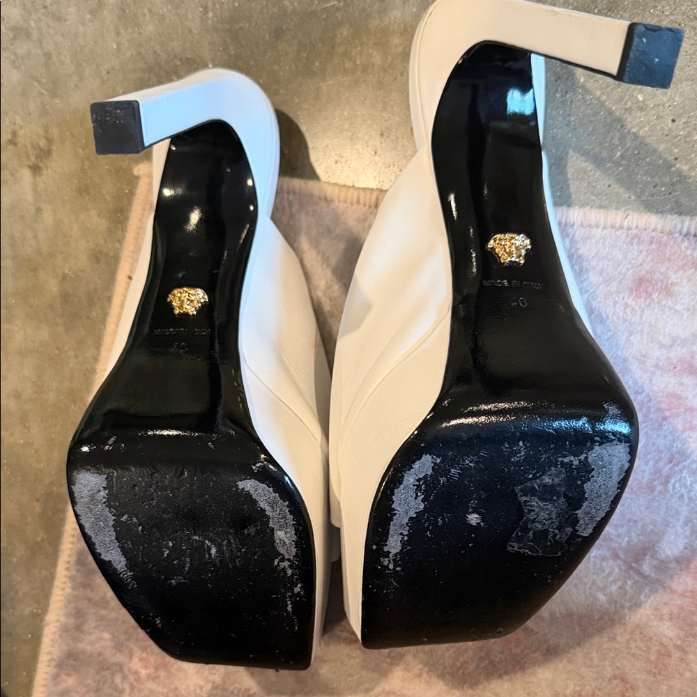 Authentic Versace White platform Mules with Medusa Detail - Picture 8 of 9